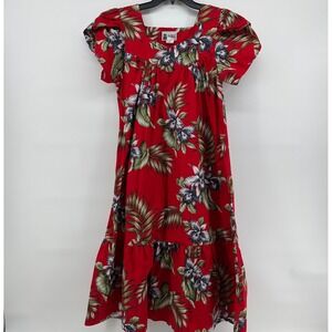 Vintage Aloha Republic Hawaiian Blue Tropical Floral MuuMuu House Dress Sz Large